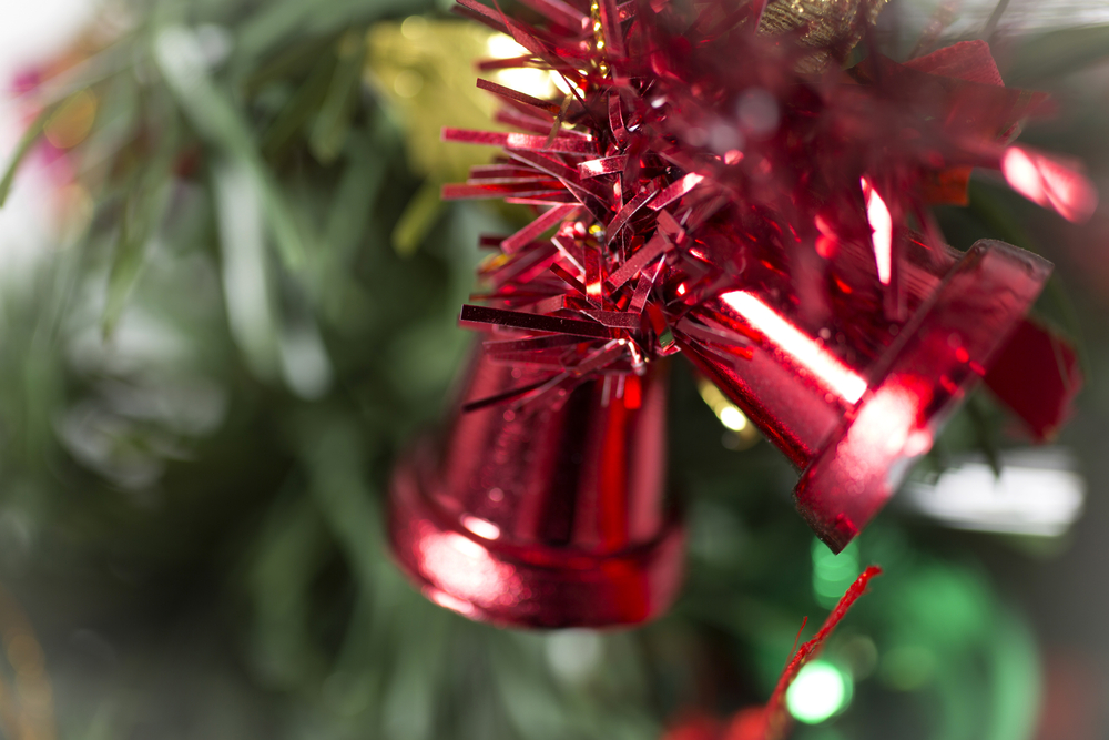 Christmas tree decorations in detail